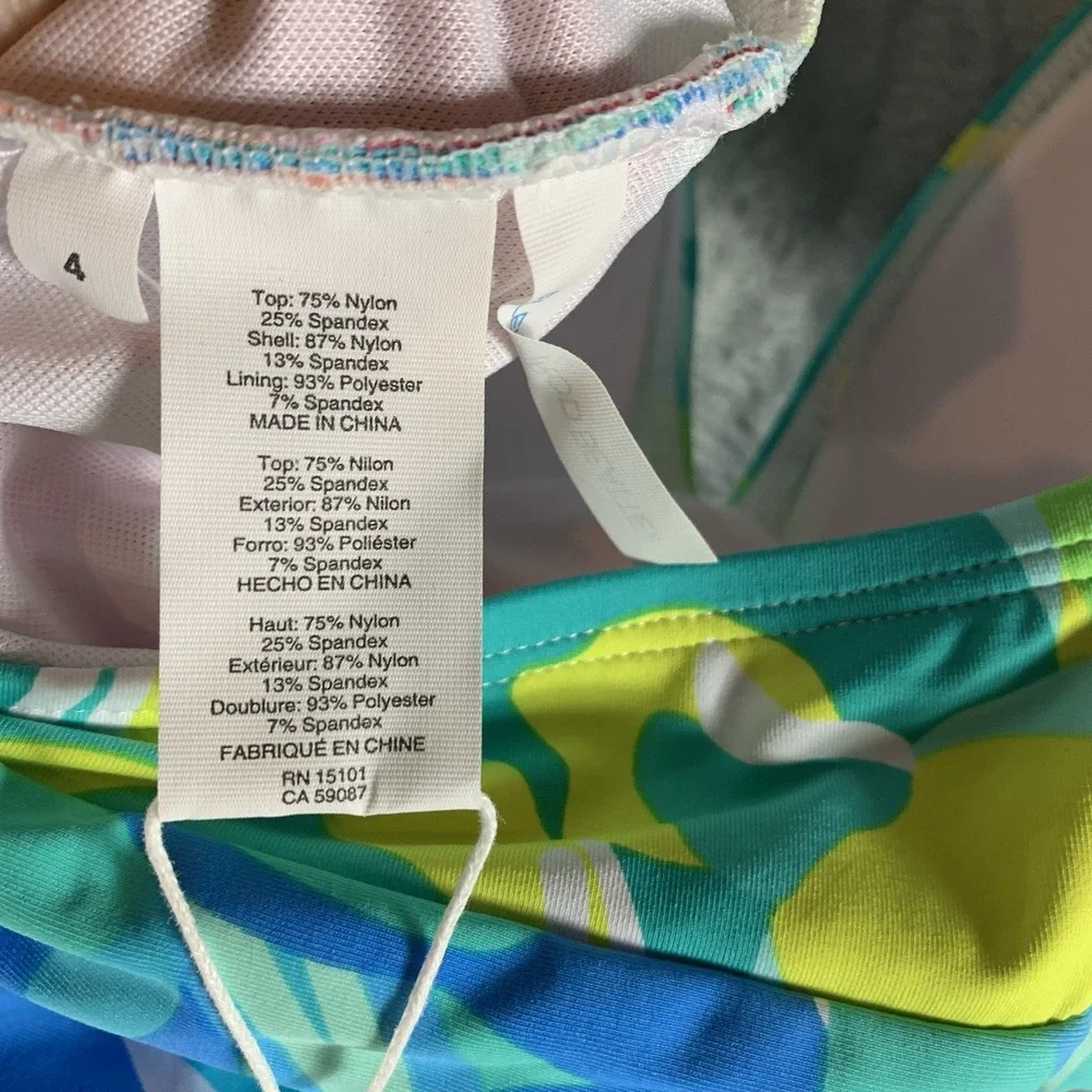 Bleu Rod Beattie Women's Swimsuit 4 Tankini‎ Top Floral Halter Tie Front NWT